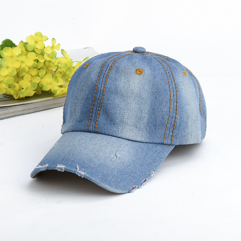 Wholesale Washed denim sports sun protection visor dome cap